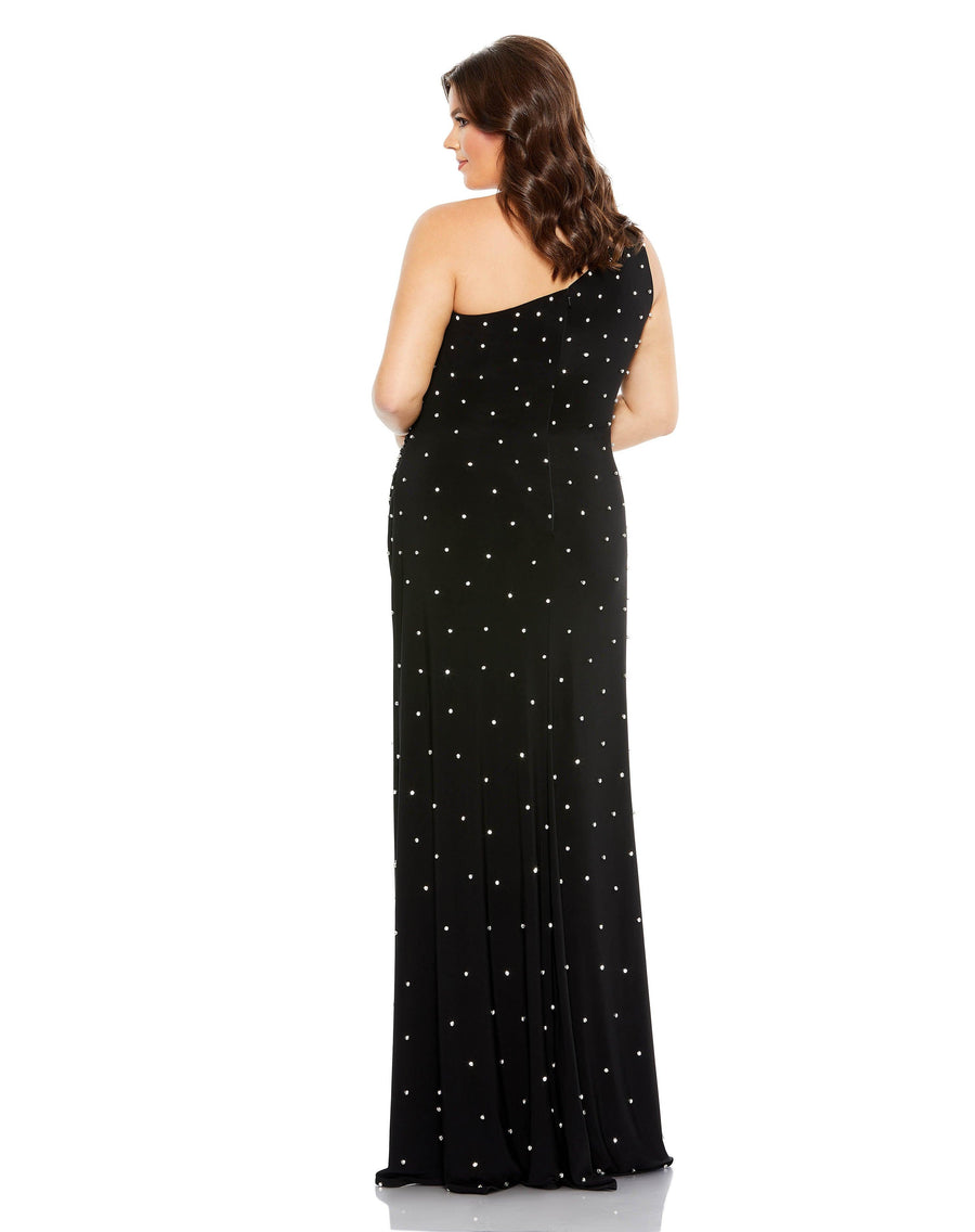 Plus Size Dresses Fabulouss Long One Shoulder Plus Size Dress Black