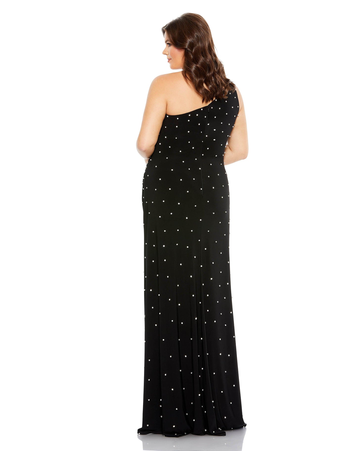 Plus Size Dresses Fabulouss Long One Shoulder Plus Size Dress Black