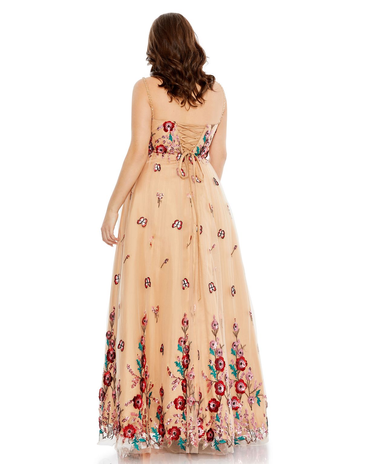 Plus Size Dresses Plus Size Long Embellished Dress Nude Multi