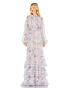 Formal Dresses Long Sleeve Formal Chiffon Dress Lilac Multi