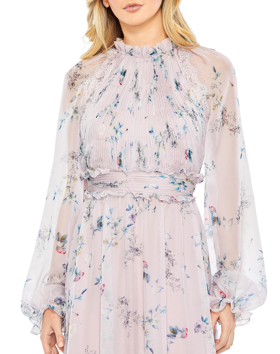 Formal Dresses Long Sleeve Formal Chiffon Dress Lilac Multi