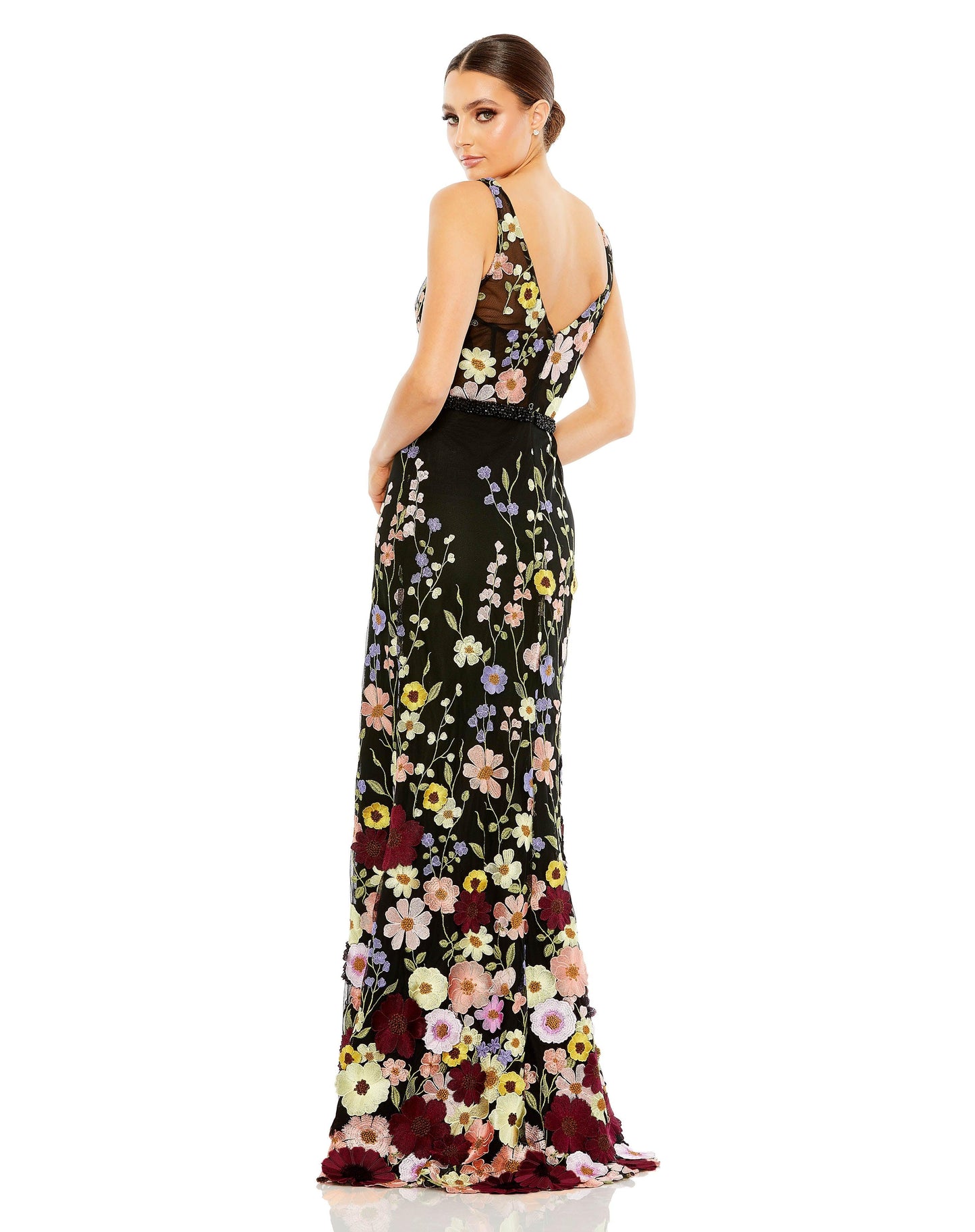 Formal Dresses Long  Formal Evening Floral Dress Black Multi