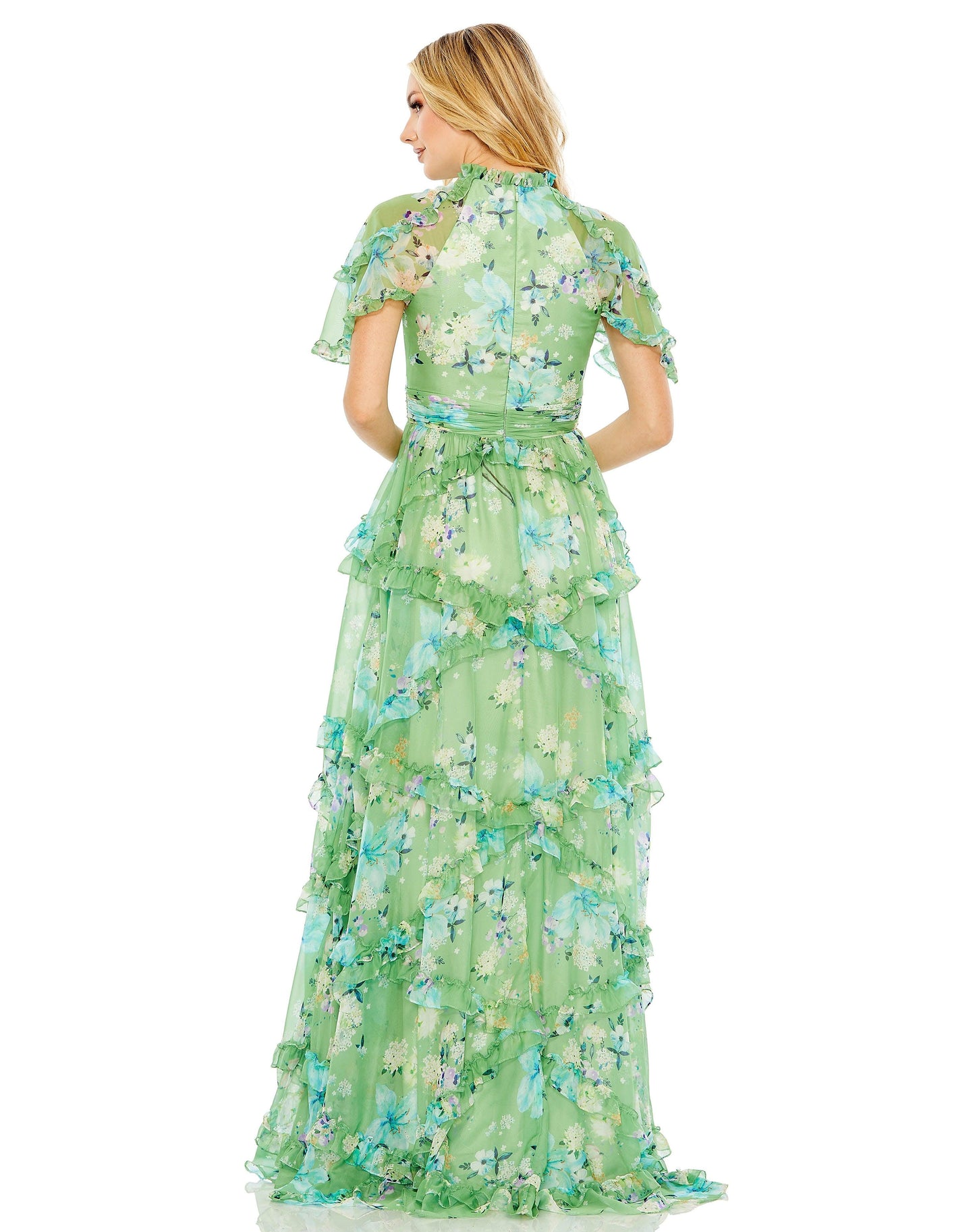 Formal Dresses Long Formal Floral Chiffon Dress Green Multi