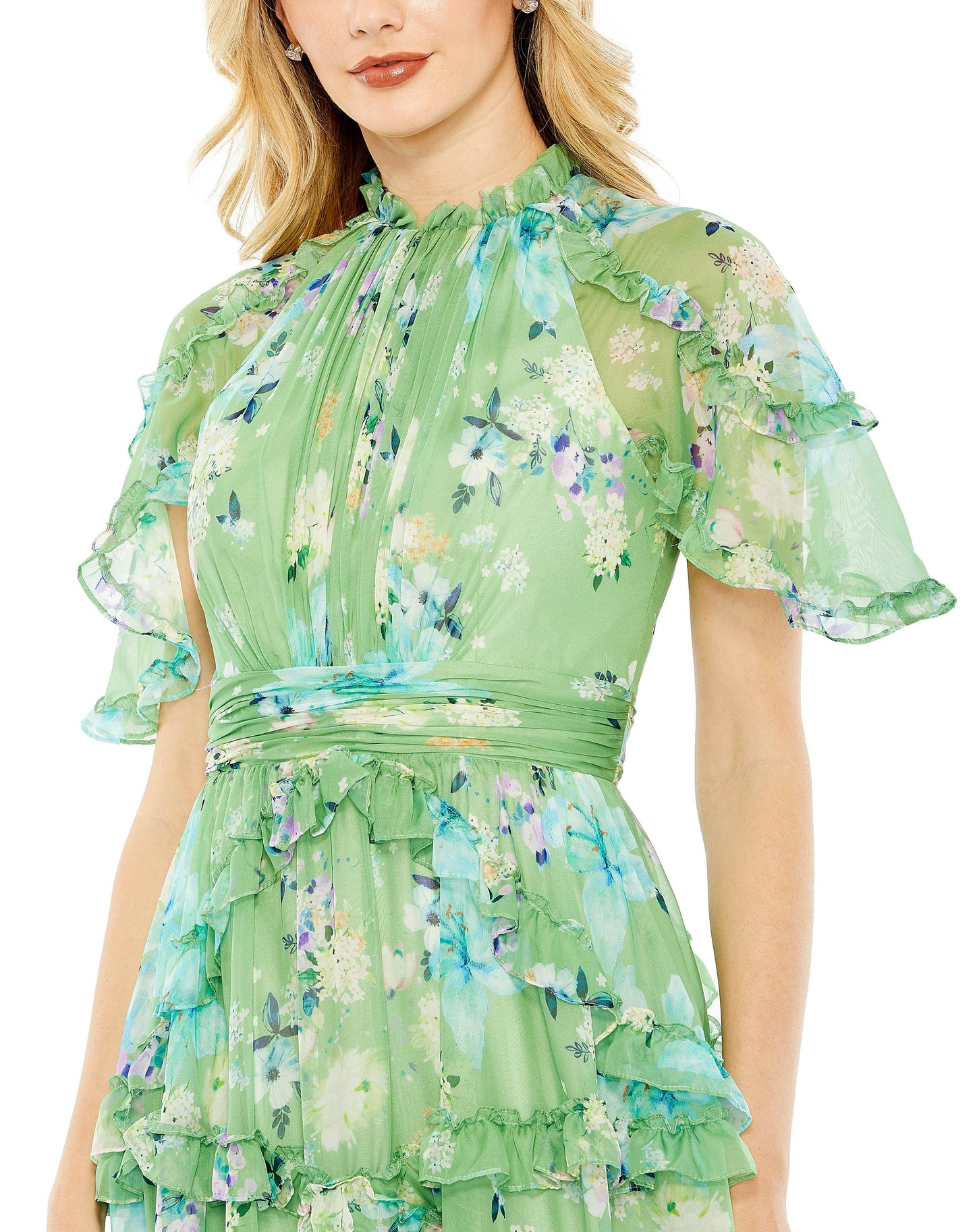 Formal Dresses Long Formal Floral Chiffon Dress Green Multi