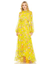 Formal Dresses High Low Formal Floral Print Dress Yellow Multi