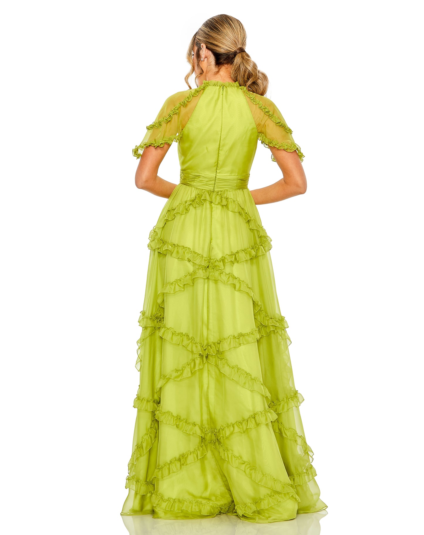 Formal Dresses Formal Long A Line Flutter Sleeve Evening Gown Apple Green