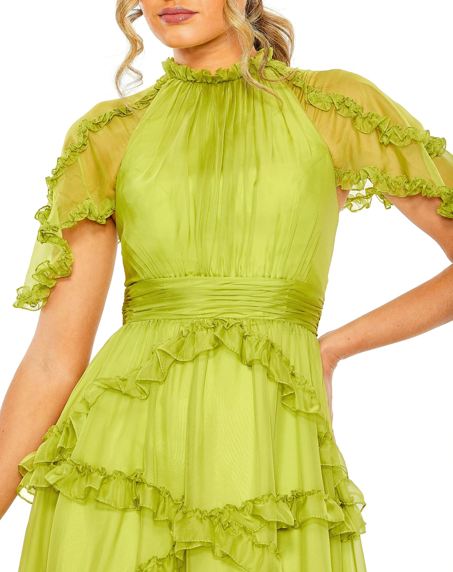 Formal Dresses Formal Long A Line Flutter Sleeve Evening Gown Apple Green