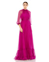 Formal Dresses Long Formal 3/4 Sleeve Chiffon Dress Magenta