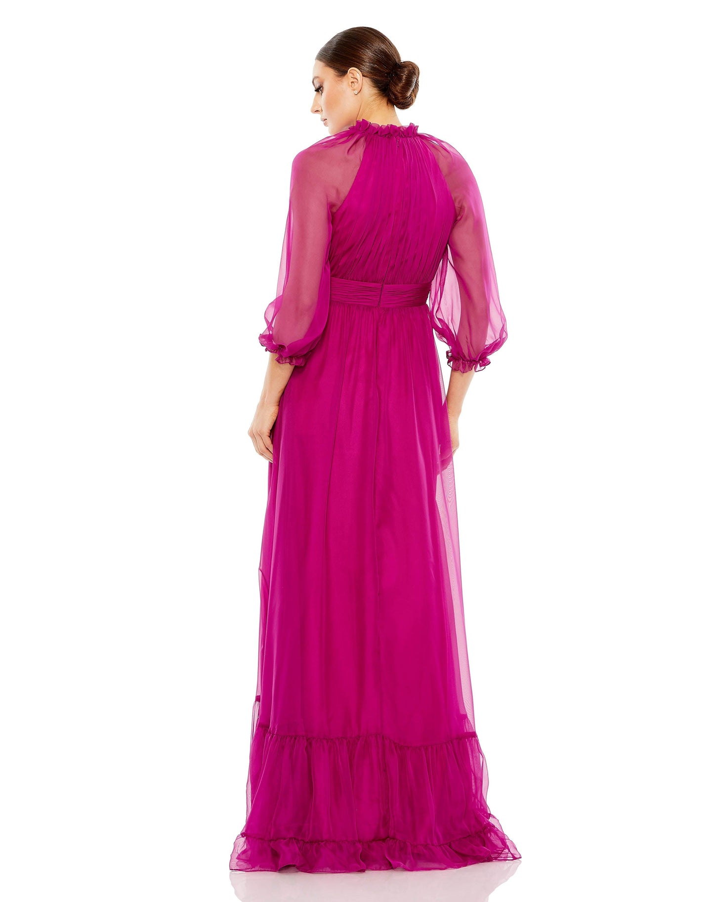 Formal Dresses Long Formal 3/4 Sleeve Chiffon Dress Magenta