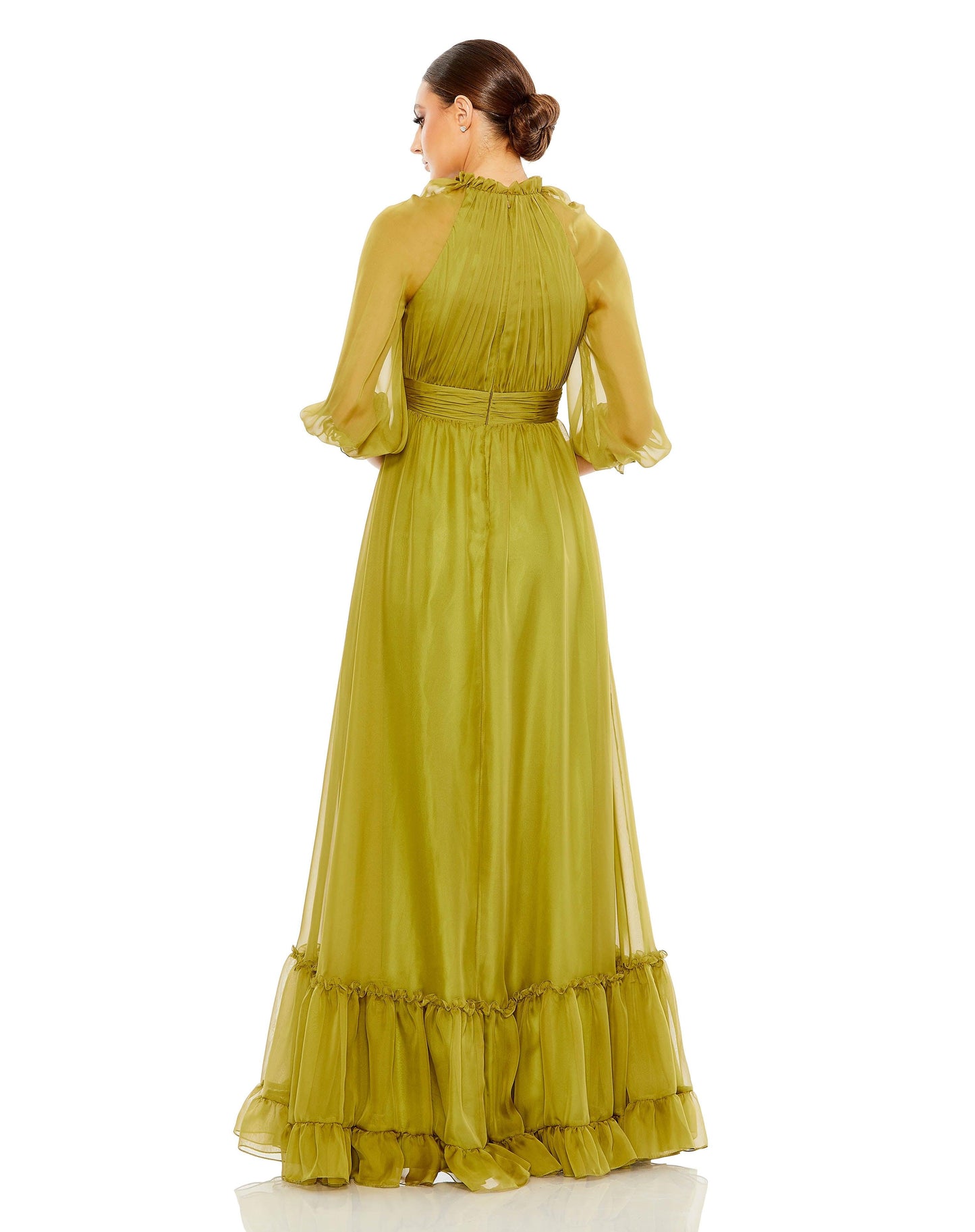 Formal Dresses Long Formal 3/4 Sleeve Chiffon Dress Olive