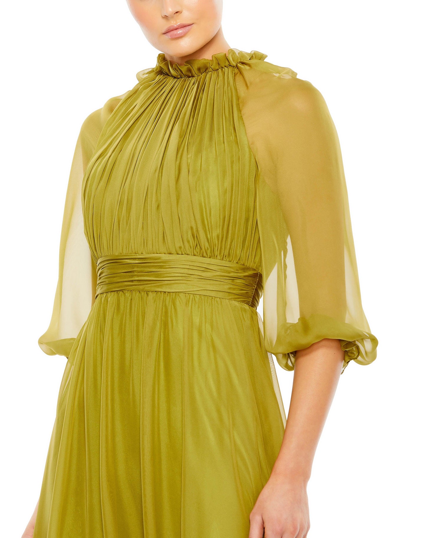 Formal Dresses Long Formal 3/4 Sleeve Chiffon Dress Olive