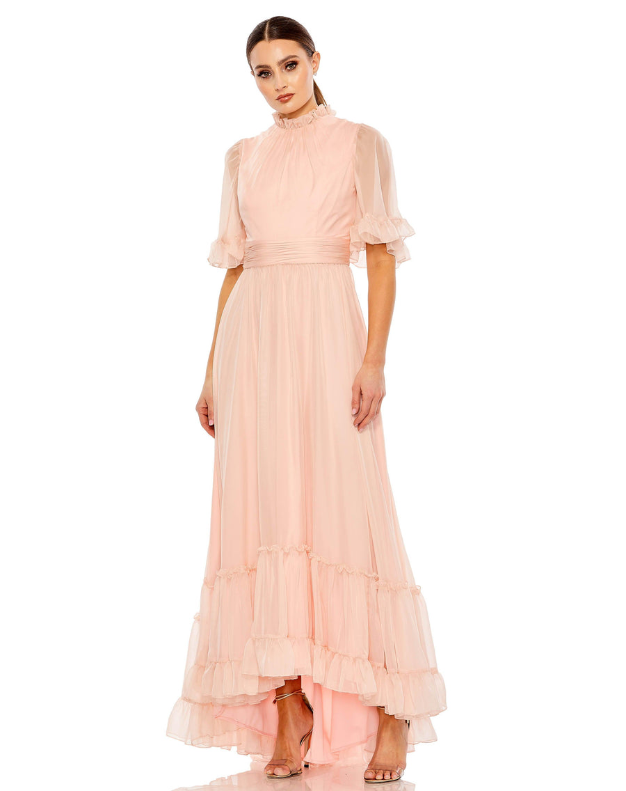 Formal Dresses High Low Short Sleeve Formal Dress Blush