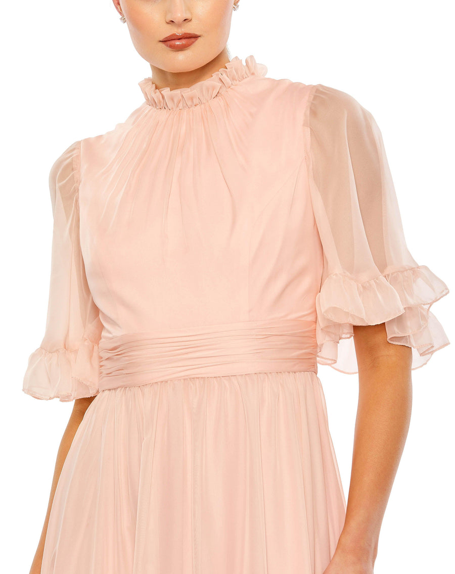 Formal Dresses High Low Short Sleeve Formal Dress Blush