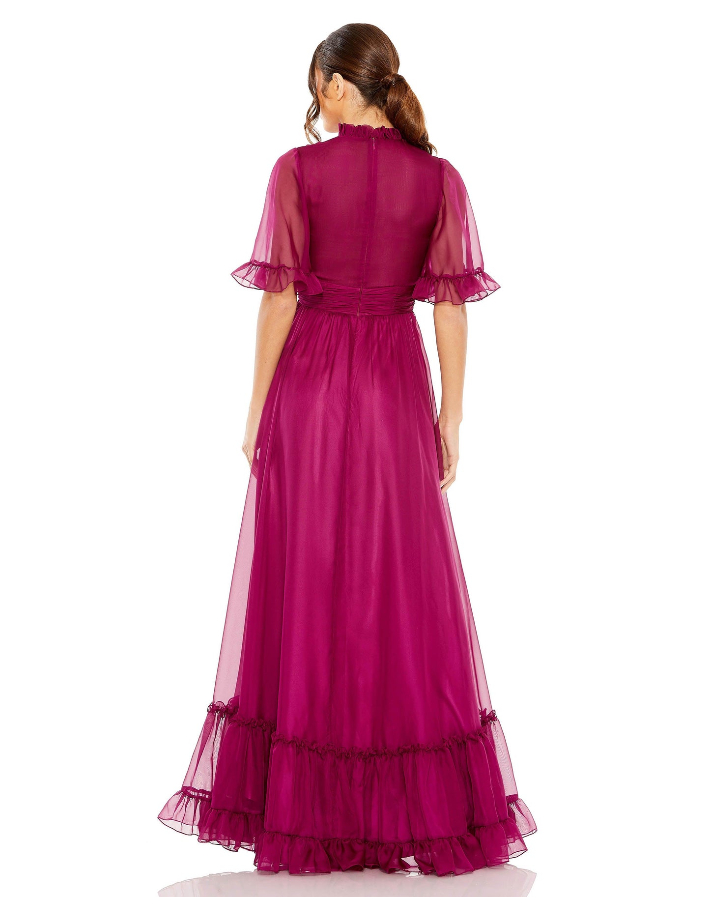 Formal Dresses High Low Short Sleeve Formal Dress Raspberry