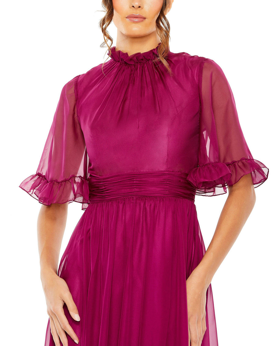 Formal Dresses High Low Short Sleeve Formal Dress Raspberry