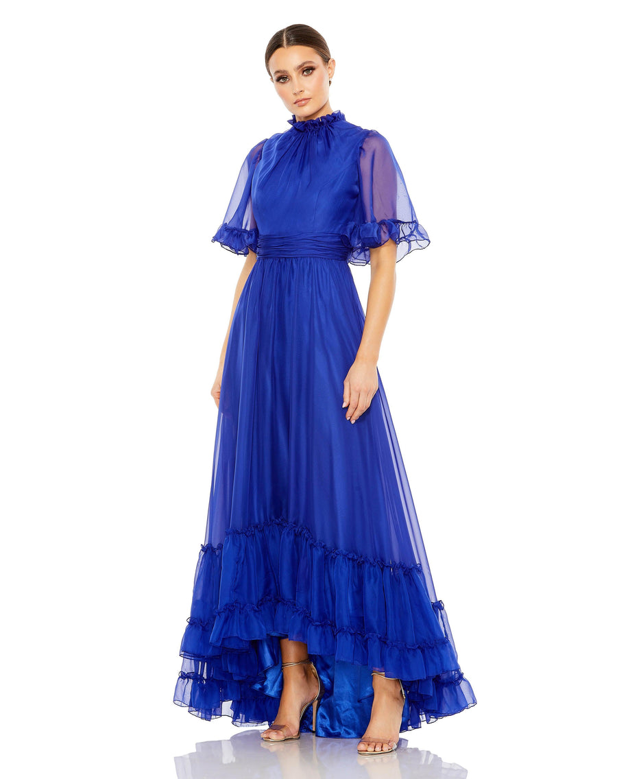 Formal Dresses High Low Short Sleeve Formal Dress Sapphire