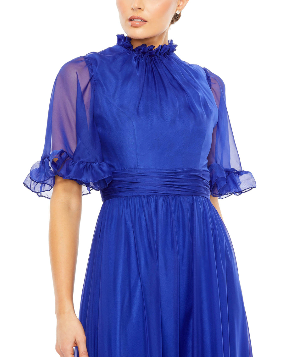 Formal Dresses High Low Short Sleeve Formal Dress Sapphire