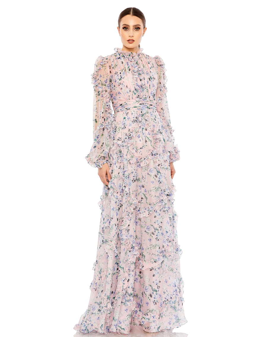 Formal Dresses Formal A Line Floral Print Evening Long Gown Blush Multi