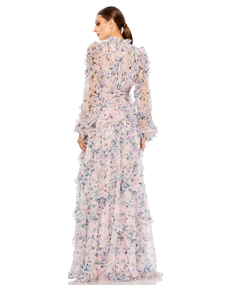 Formal Dresses Formal A Line Floral Print Evening Long Gown Blush Multi