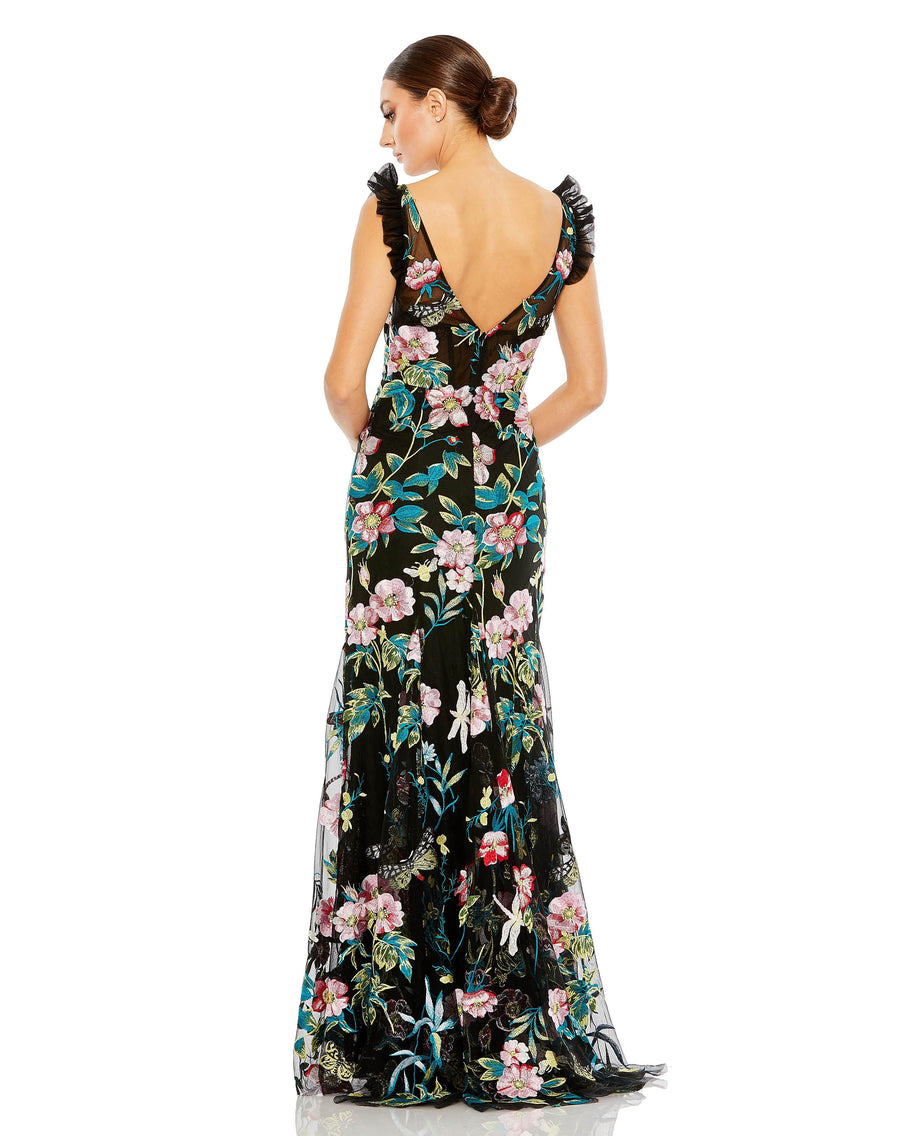 Formal Dresses Long Sleeveless Formal Dress Black Multi