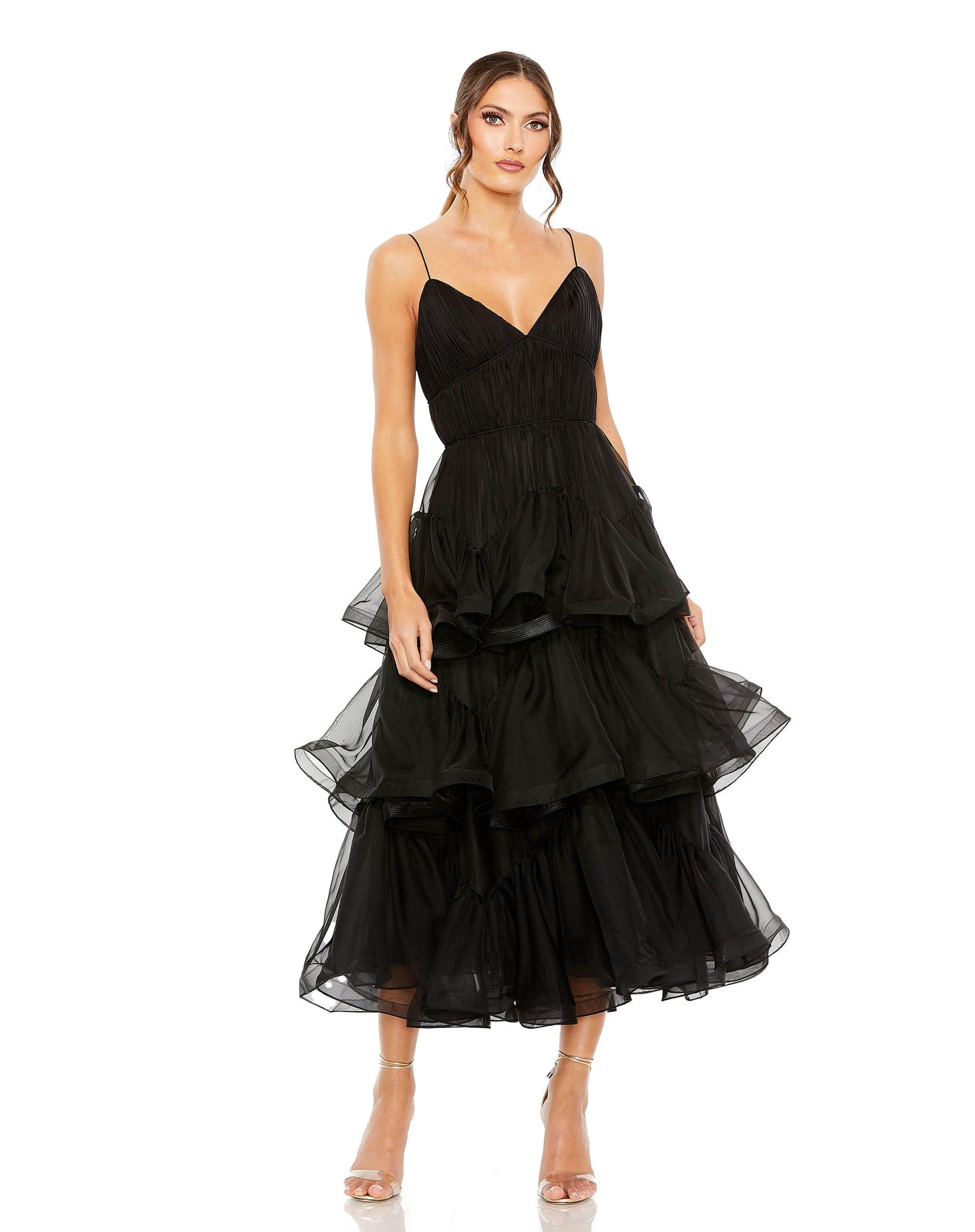 Cocktail Dresses Tea Length Spaghetti Strap Cocktail Dress Black