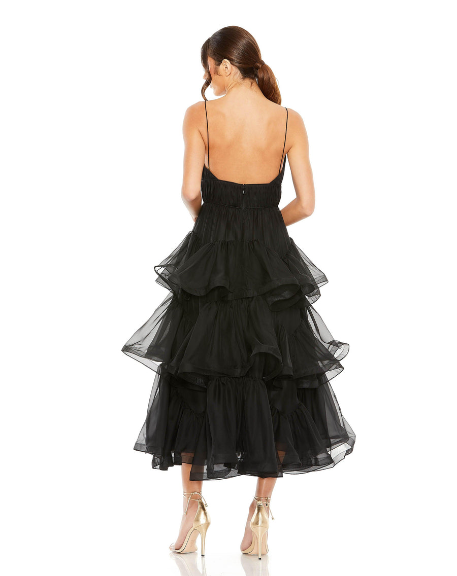 Cocktail Dresses Tea Length Spaghetti Strap Cocktail Dress Black