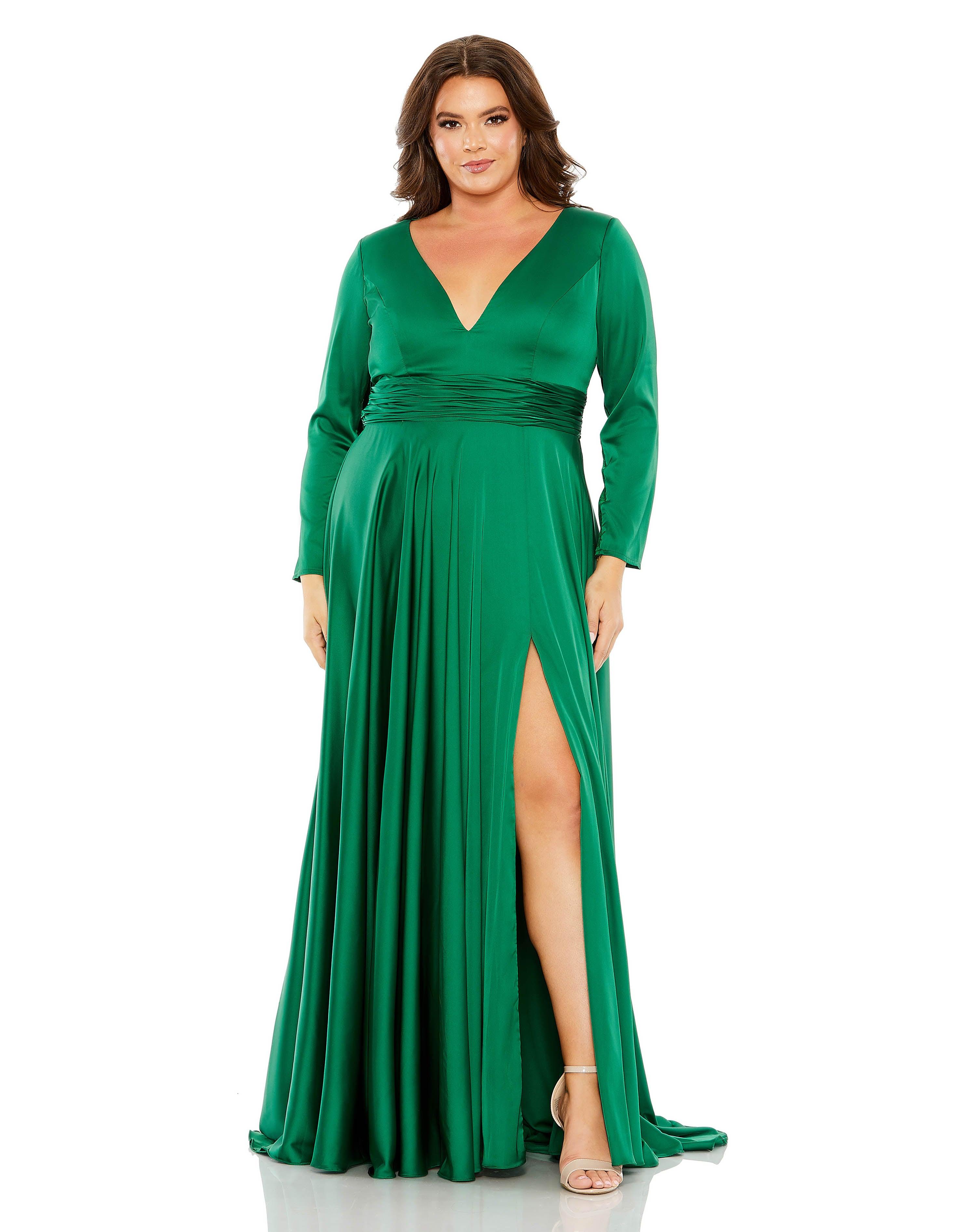 Emerald Mac Duggal 68436 Fabulouss Long Sleeve Plus Size Formal Dress for  $199.0 – The Dress Outlet