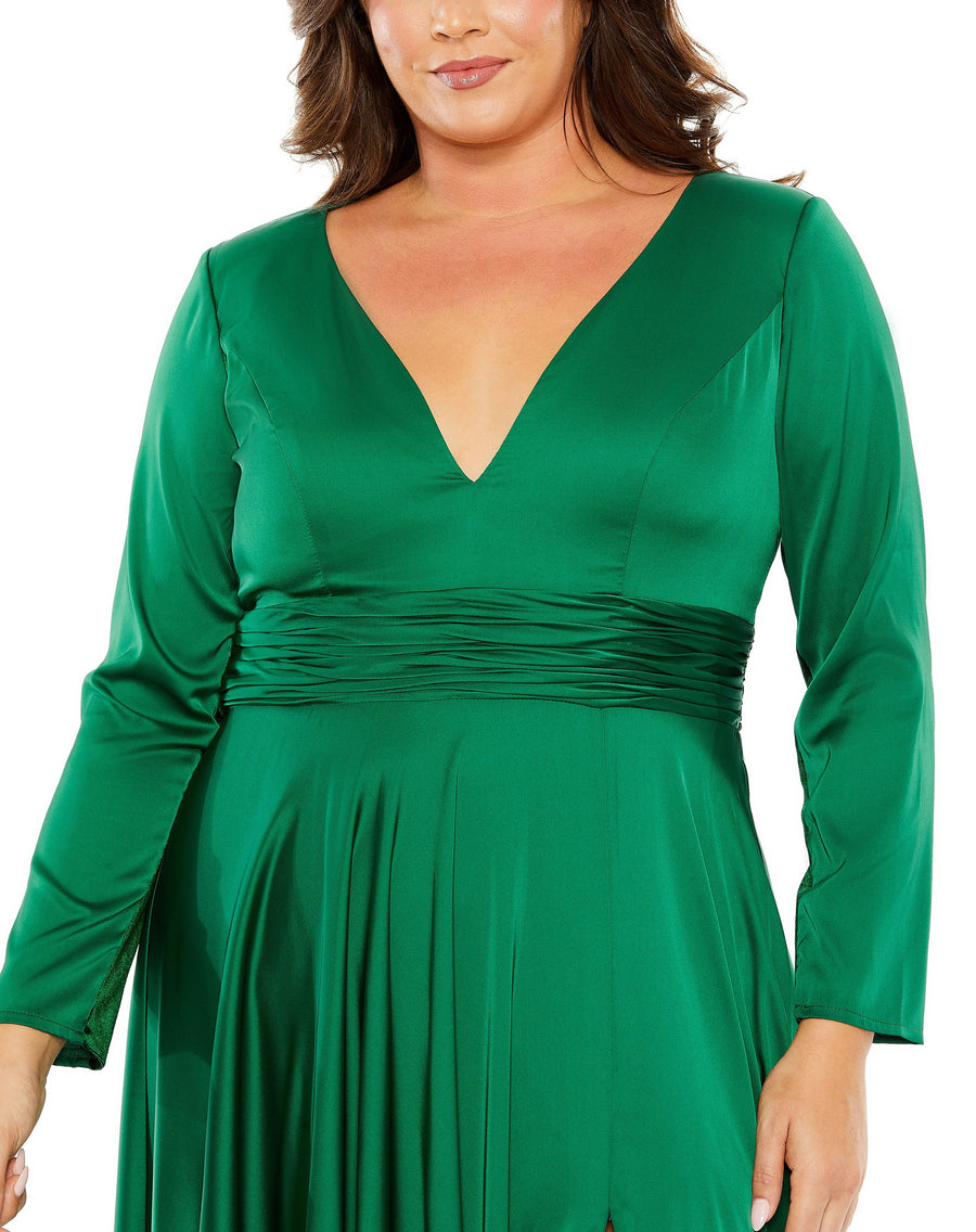 Plus Size Dresses Fabulouss Long Sleeve Plus Size Formal Dress Emerald