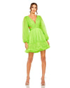 Cocktail Dresses Long Sleeve Pleated A Line Cocktail Mini Dress Lime