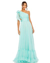 Prom Dresses Long One Shoulder Chiffon Prom Gown Aqua