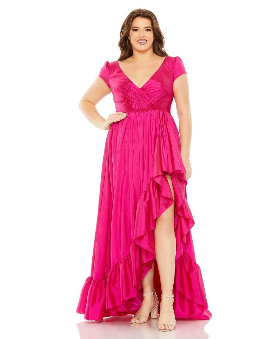 Plus Size Dresses Ruffle High Low Plus Size Dress Magenta