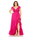 Plus Size Dresses Ruffle High Low Plus Size Dress Magenta