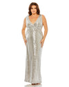 Plus Size Dresses Fabulouss Long Plus size Formal Dress Nude Silver