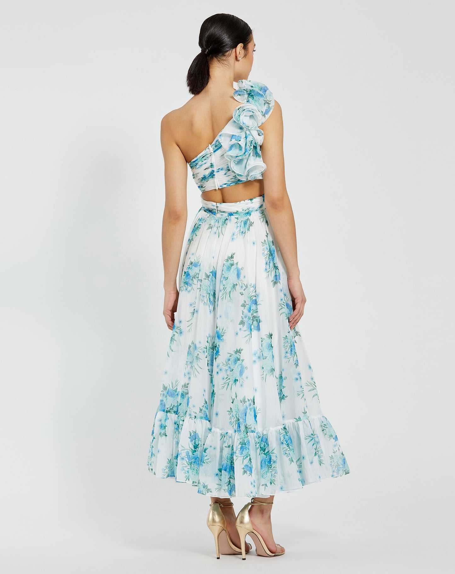 Cocktail Dresses Midi Length Floral Print Cocktail Dress White Multi