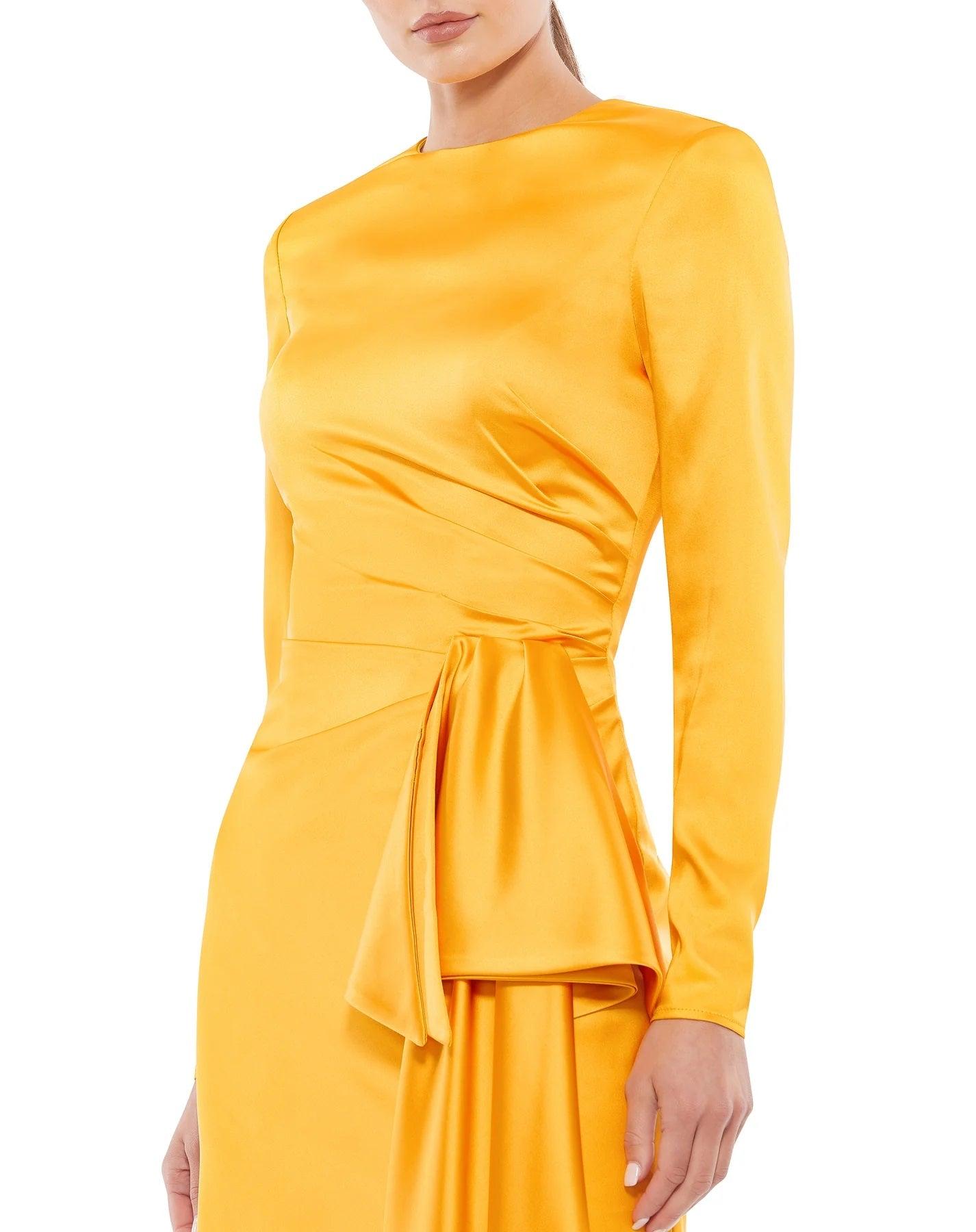 Cocktail Dresses Long Sleeve Satin Cocktail Dress Marigold 