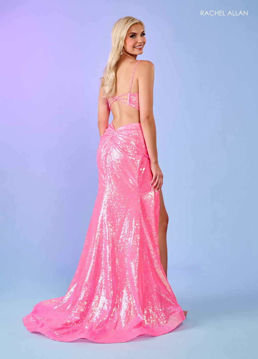 Prom Dresses Sequins Long Formal Dress Hot Pink