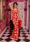 Prom Dresses Formal Fitted Long Prom Dress Red Tangerine