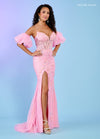 Prom Dresses Long Formal Detachable Sleeves Prom Dress Pink