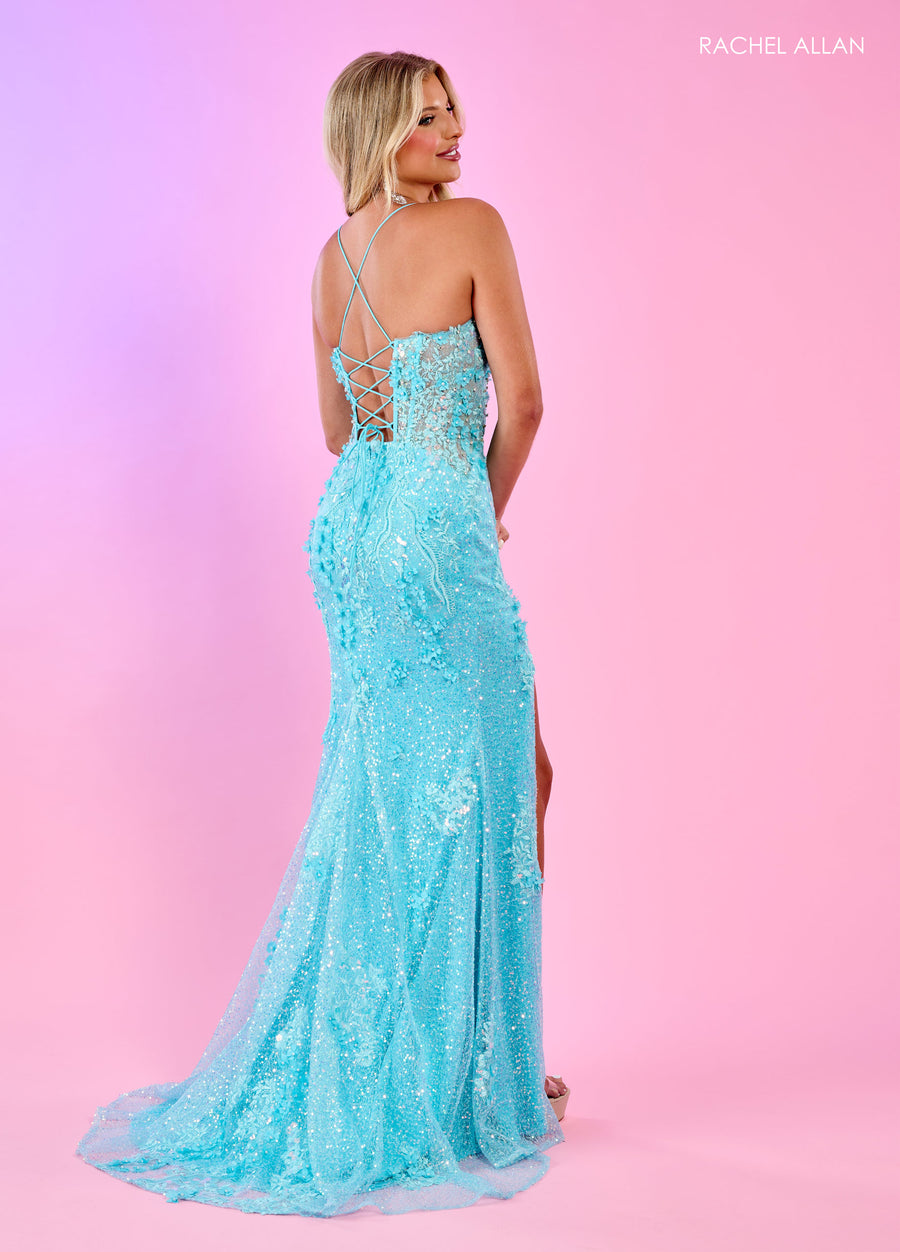 Prom Dresses Long Formal Detachable Sleeves Prom Dress Aqua Blue