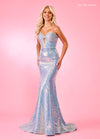 Prom Dresses Sequins Long Fitted Prom Dress Light Blue