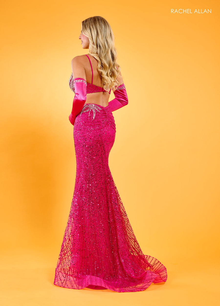 Prom Dresses Formal Beaded Long Prom Dress Fuchsia