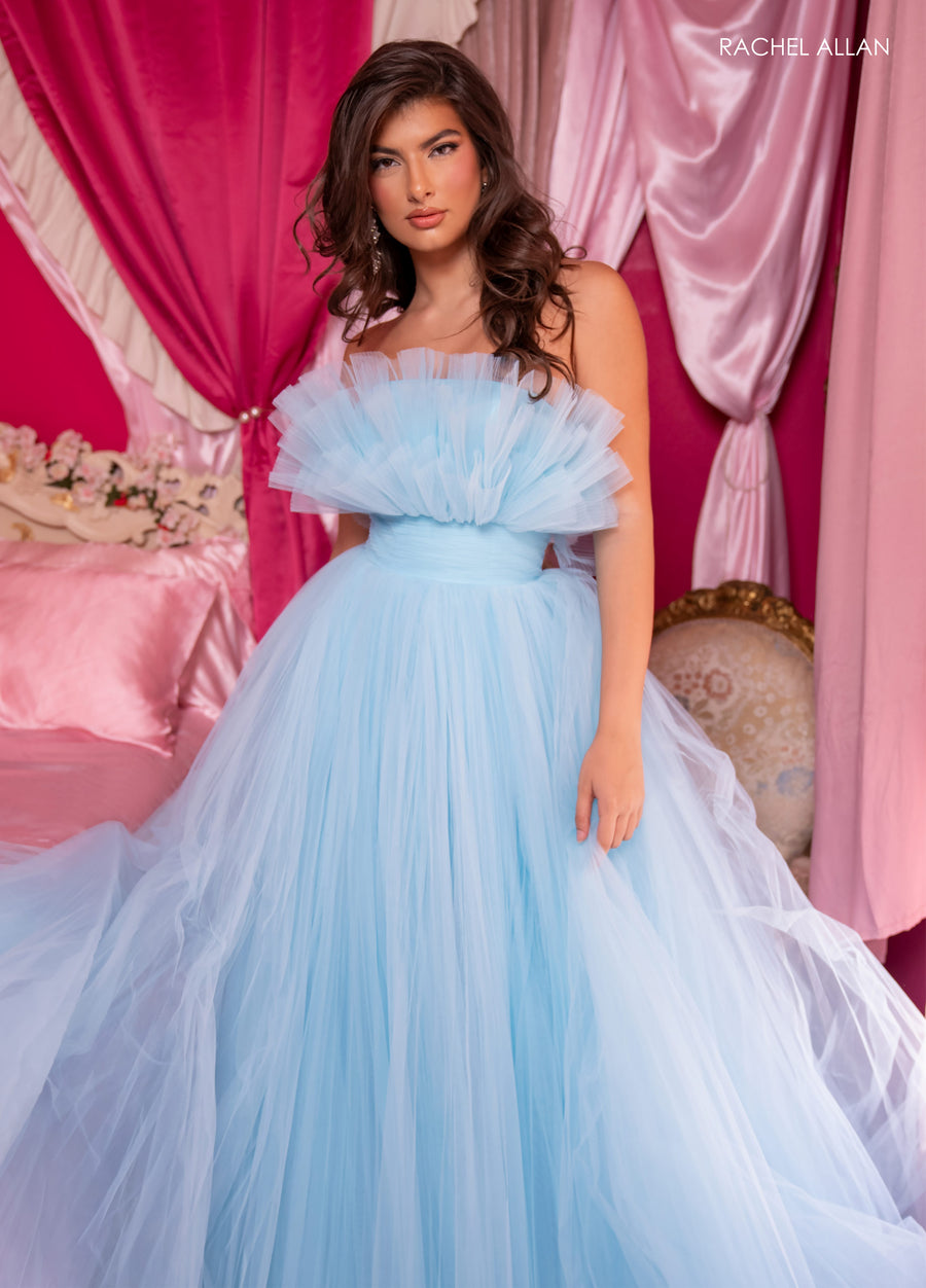 Prom Dresses Long Prom Formal Detachable Sleeve Dress Light Blue