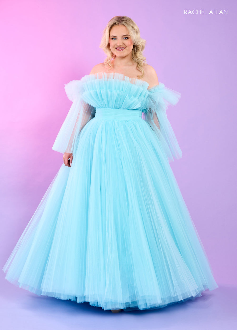 Prom Dresses Long Prom Formal Detachable Sleeve Dress Light Blue