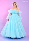 Prom Dresses Long Prom Formal Detachable Sleeve Dress Light Blue