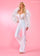 Jumpsuit Detachable Feather Sleeve Prom Formal Jumpsuit White