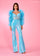 Jumpsuit Detachable Feather Sleeve Prom Formal Jumpsuit Sky Blue