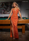 Prom Dresses Long Formal Fitted High Slit Prom Gown Tangerine