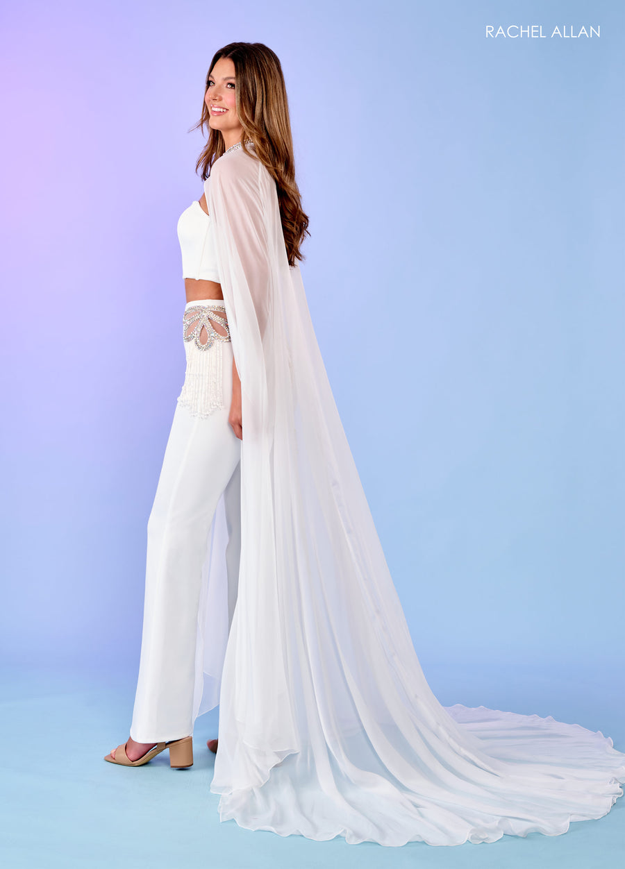 Jumpsuit Prom Long Formal Overskirt Two Piece Jumpsuit White