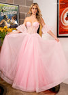 Prom Dresses Prom Long Formal Dress with Detachable Sleeves Pink