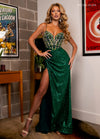 Prom Dresses Long Fitted Formal Beaded Prom Gown Emerald